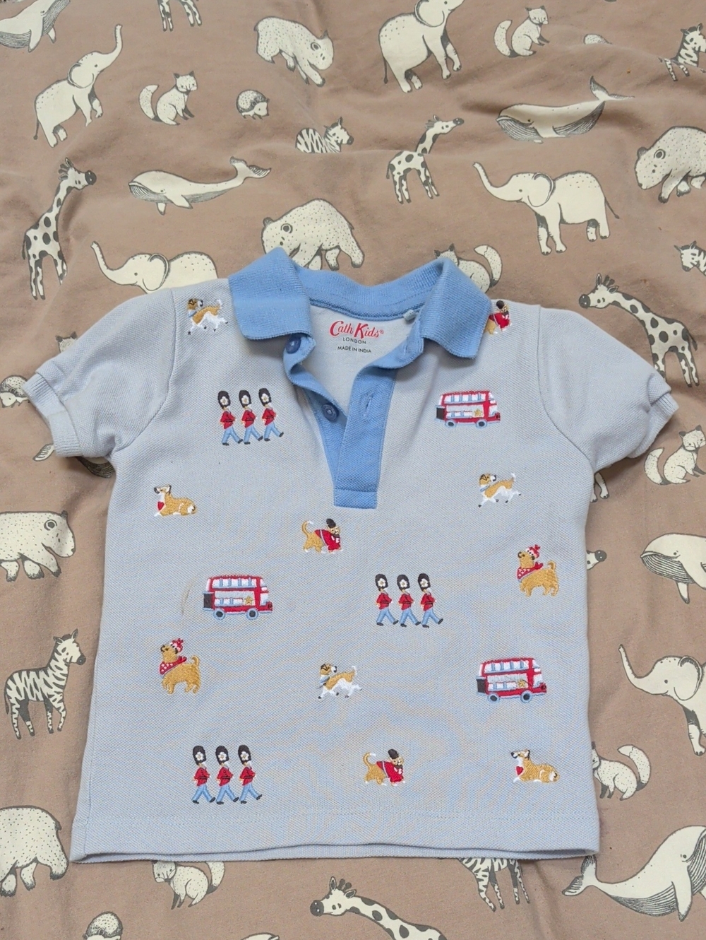 Cath Kidston Pale Blue Polo with London Bus & Dog Embroideries